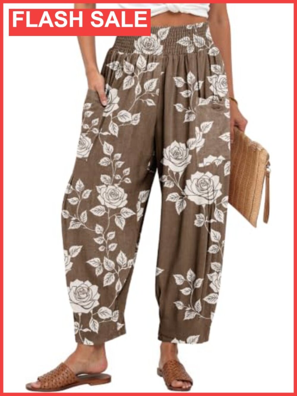 Linen Wide Leg Palazzo Pants High Waist Baggy Lounge